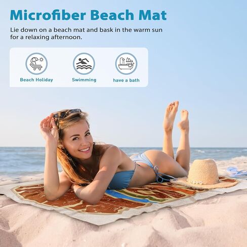 Solaris Microfiber Phone Pattern Beach Mat, 40"x71" Personalized Beach Mat for Adult Women, Sand-Resistant, Quick-Dry Soft Lightweight Compact Pool Mat, Ideal Travel Beach Gifts in Saudi Arabia
