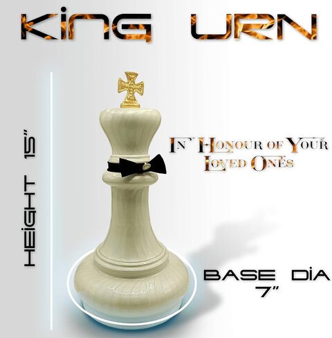 Grand Chess King Keepsake Urn Very Unique Chess King Cremation Urn for Adults cremation Urn For Human Ashes- Grand Chess King Urn For your loved ones-Home Decorative (White-KING) in Saudi Arabia