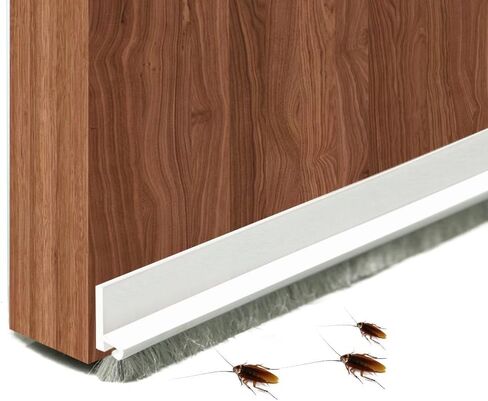 Under Door Draft Stopper for Bottom of Door, Quiet Door Sweep with Brush, Self Adhesive Weather Stripping for Noise/Dust, White, 39" L/2" W in Saudi Arabia
