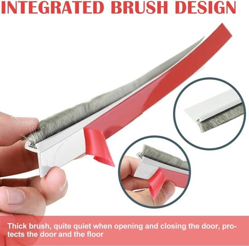 Under Door Draft Stopper for Bottom of Door, Quiet Door Sweep with Brush, Self Adhesive Weather Stripping for Noise/Dust, White, 39" L/2" W in Saudi Arabia