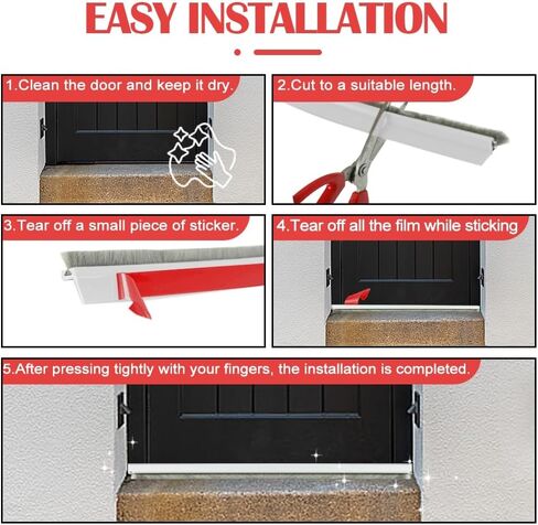 Under Door Draft Stopper for Bottom of Door, Quiet Door Sweep with Brush, Self Adhesive Weather Stripping for Noise/Dust, White, 39" L/2" W in Saudi Arabia