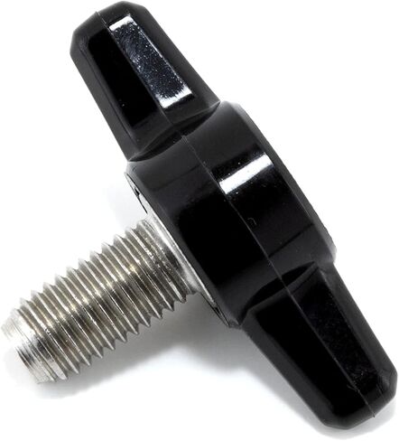 1/4"-28 x 1/2" Thumb Screw Stainless Steel - Black Tee Wing Plastic Knob - Fine Thread ThumbScrew - Length: 0.500" - Proudly Built in USA - Package of (4) in Saudi Arabia