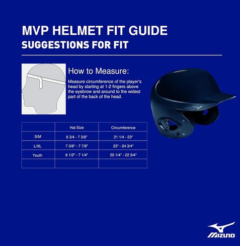 Mizuno MVP Series Batting Helmet | Baseball Softball | Matte Gloss Combo Finish | ABS Shell | Mositure Wicking DryLite Liner in Saudi Arabia