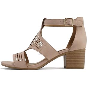 Soda “Norway" ~ Women Open Toe Closed Back Counter Cutout Upper Low Block Heel Sandal with Adjustable Ankle Strap