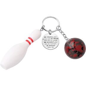 MYOSPAPK Bowling Ball Keychain Bowling Team Gifts Be Strong Be Brave Be Humble Be Badass Everyday Keychain Gift
