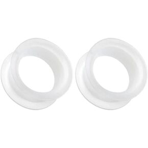 Pair 5/8" (16MM) CLEAR SILICONE EYELET TUNNELS Double Flare Gauges Thin Soft Flexible Flesh Plugs (2pcs)