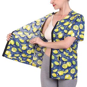 Mastectomy Recovery Shirt Hospital Gown Post Shoulder Surgery Shirt with Drain Management Pockets Unisex Sizing
