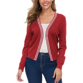 Urban CoCo Women's Long Sleeve Button Down Cardigan Sweater Elegant Cropped Sweater