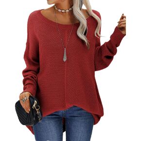 سترة Danedvi النسائية ذات الرقبة الدائرية بلوفر كاجوال للخريف والشتاء بلون سادة للسيدات in Kuwait