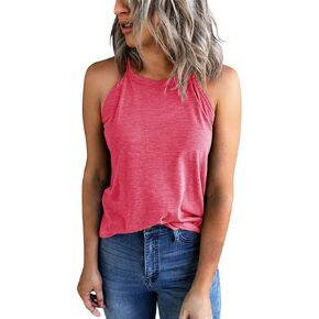 Yuccalley Women's Halter Tank Tops Summer Sleeveless Racerback Shirts High Neck Casual Camis