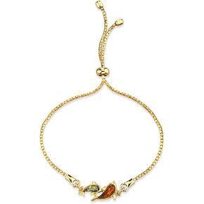 PEORA Genuine Baltic Amber Animal Adjustable Bolo Bracelet for Women in Sterling Silver