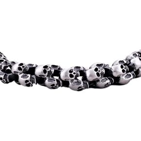 Birch & Bliss Blackstatic Collection - Skull Link Necklace In Metal Gift Box – Solid 316L Marine Grade Stainless Steel 26" for Men and Women.