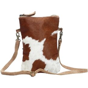 Myra Bag White & Brown Cowhide Crossbody Bag S-1173
