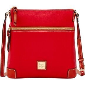 Dooney & Bourke Womens Pebble Leather Crossbody Red W/ Tan Trim One Size