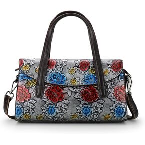 LETEULO Crossbody Bags for Women Leather Womens Shoulder Handbag Flower Pattern Crossbody Purses