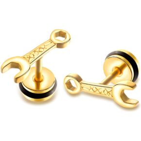 Wrench Surgical Steel Earrings Studs Stainless Steel Hip Hop Earrings Men Rock Punk Earrings ER74