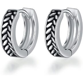 PHNIBIRD الرجال هوب الأقراط الكرمة نمط الأقراط حساسة وفريدة من نوعها للرجال 925 الفضة الاسترليني هيبوالرجينيك الصغيرة Huggie هوب الأقراط للارتداء اليومي غير الرسمي in Kuwait