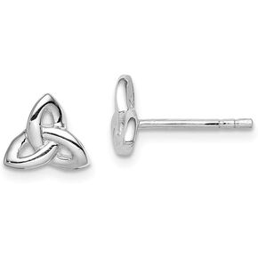 Solid 925 Sterling Silver Trinity Irish Celtic Knot Post Studs Earrings - 7mm x 8mm