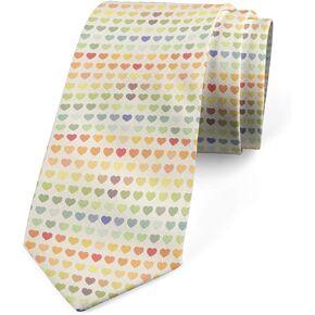 Lunarable Necktie, Rainbow Colored Hearts, Dress Tie, 3.7", Multicolor