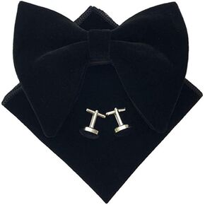 مجموعة أزرار أكمام مربعة للرجال مخملية كبيرة الحجم وربطة عنق وجيب وربطة عنق وأزرار أكمام منديل in Kuwait