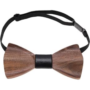 eMagTech Bow Tie for Men Unique Handcrafted Walnut Wood Bowtie Adjustable Elastic Strap Exceptional Gift for Birthday Party, Valentine Or Groom's Wedding