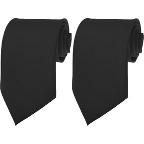K. Alexander Black Ties New Mens Solid Color Black Neckties - 2 PACK