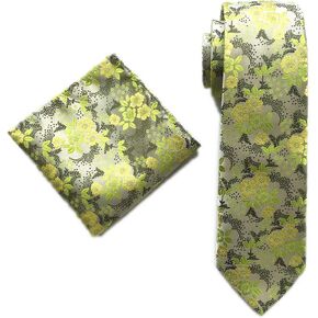 Ctskyte Men's Paisley Floral Pattern Ties Set with Pocket Suqare Luxury Wedding Necktie