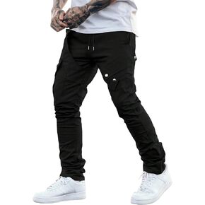 SOLY HUX Men's Drawstring Flap Pocket Side Street Cargo Pants Casual Long Pants in Saudi Arabia