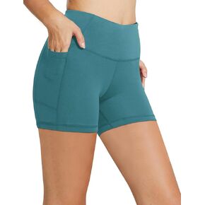 BALEAF Biker Shorts Women Yoga Gym Workout Spandex Running Volleyball Tummy Control Compression Shorts with Pockets 5" Green XXL