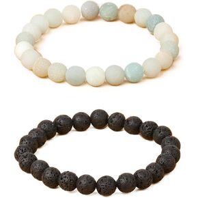 OAIITE 2Pcs 8mm Natural Semi-Precious Gemstones Bracelet Elastic Natural Stone Yoga Healing Crystals Beads Bracelet Bangle Set in Kuwait