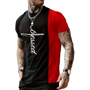 SOLY HUX Men's Color Block Letter Graphic Tops Short Sleeve T Shirt Summer Tee Top