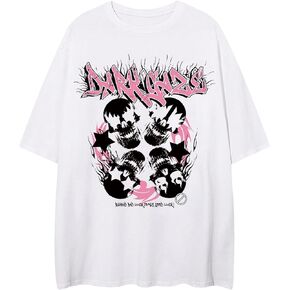 SOLY HUX Men's Y2k Graphic Tees Letter Skull Print Short Sleeve Gothic T Shirt Tops