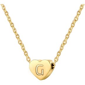 Jude Jewelers Stainless Steel Heart Shaped Alphabet Initial Letters Charm Collar Statement Pendant Necklace