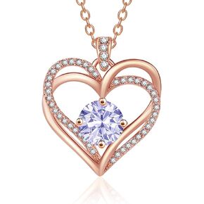 Heart Pendant Necklace for Women with Birthstone - 18K Gold Plated | Gift for Women and Girls on Anniversary and Birthday