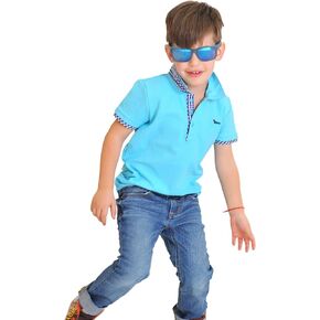 Dakomoda Toddler Boys' Blue Polo Shirt - 100% Pima Cotton - Short Sleeve Tennis Shirt