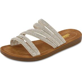 CUSHIONAIRE Women's Anabel rhinestone slide sandal +Memory Foam
