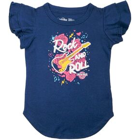 Hard Rock Youth Kids Guitar Roses T-Shirt Navy