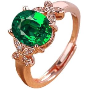 14K Gold Butterfly CZ Stone Open Adjustable Ring for Women, Eternity Stackable Romantic Engagement Statement Jewelry, Colorful Princess Cut Bridal Cubic Zirconia Ring Gift Red in Kuwait