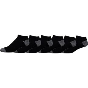 Columbia Men's Half Cushion No-Show Extended Socks 3 Pair, Black w/ Contrast Heel & Toe, Extended Size