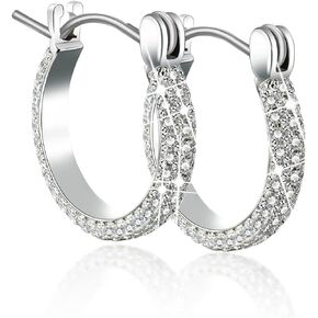 16/18mm Small Titanium Hoop Earrings Cubic Zirconia Pure Titanium Earrings for Sensitive Ears, Tiny Round Cuff/Cartilage CZ Huggie Earrings Hoops for Women Men