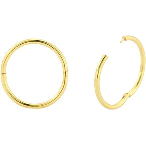 24K Gold Plated On 925 Sterling Silver Seamless Sleeper Hoop Earrings Small Thin Handcrafted 8mm 10mm 12mm 14mm For Women Men Girls