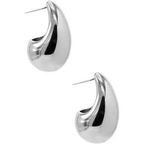 ADINA EDEN Chunky Gold Hoop Earrings For Women, Thick Teadrop Gold Hoops, Hypoallergenic Open Drop 18K Filled Gold Hoop Earrings in Kuwait