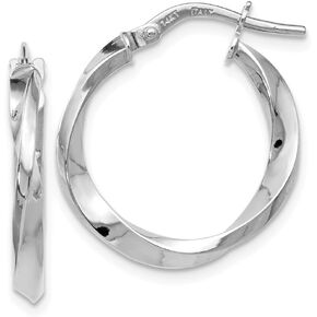 Jewels By Lux Leslie's 14k White Gold Polished Twisted Hoop Earrings