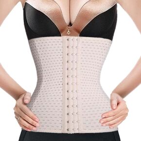 LYZ Women's Waist Trainer Corset for Everyday Wear Steel Boned Tummy Control Weight Loss Body Shaper with Adjustable Hooks