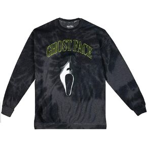 Bioworld Ghostface Neon Green Letters Men's Black Spiral Dye Sweatshirt