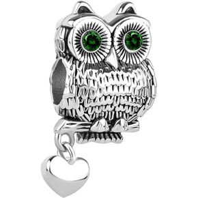 Owl Hold Heart Charms for Bracelets Lucky Pet Animal Charm Bead Compatible with Pandora Bracelets Graduation Gifts for Women