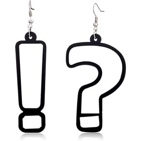 Question Mark and Exclamation Mark Acrylic Big Long dangle Earrings Jewelry for Women Girls Accessories