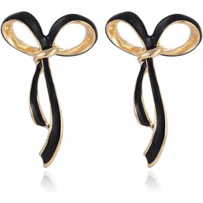 Bow Drop Earrings for Women Black Ribbon Earrings Bowknot Earrings Gift
