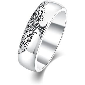 Sterling Silver Tree of Life Ring for Men Women Size 8/9/10 Birthday Valentines Christmas Gifts