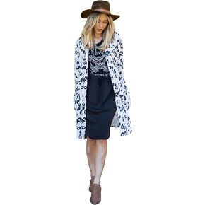 Tickled Teal Women's Animal Long Sleeve Open Front Long Casual Print Cardigan